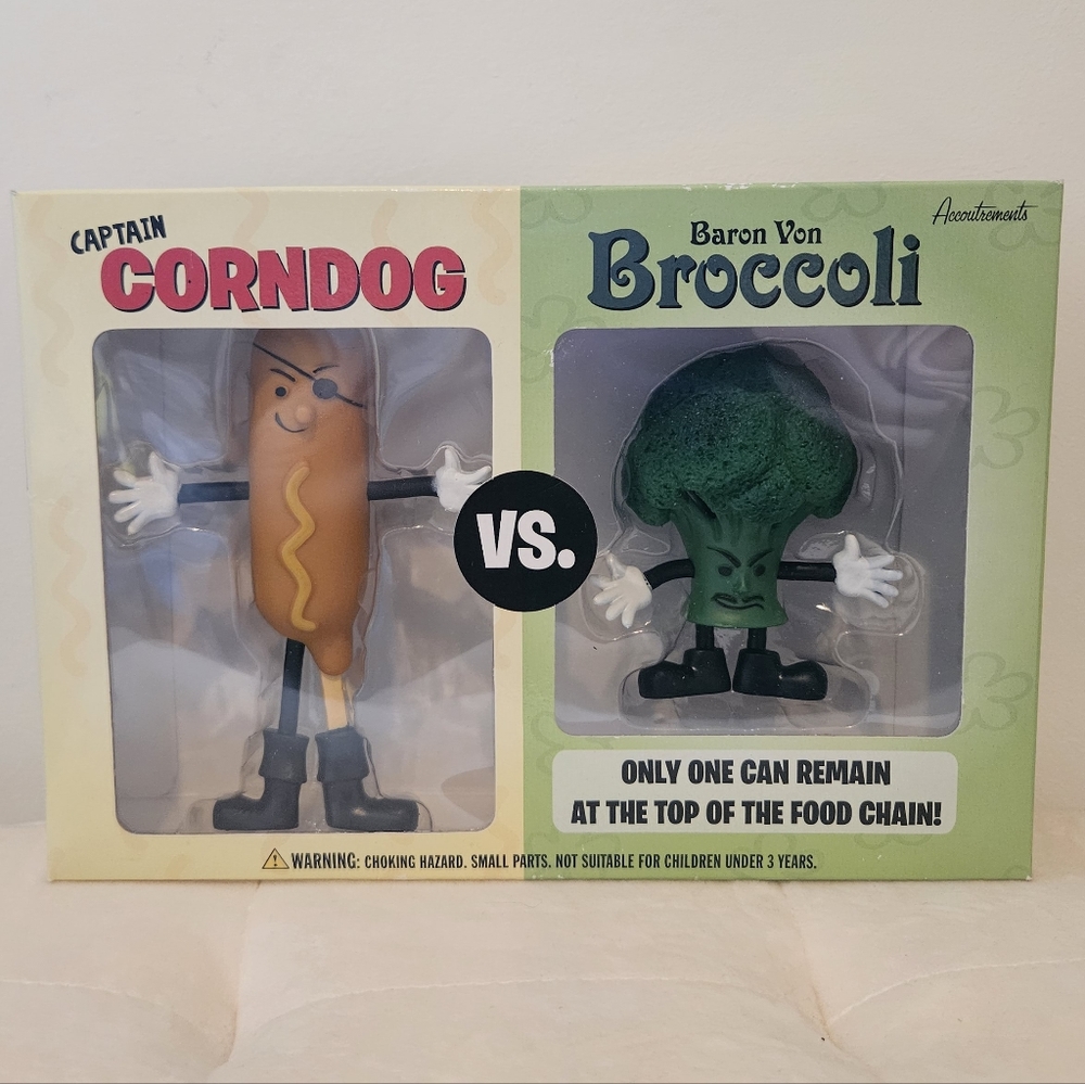 NWT 2008 Accoutrements Captain CornDog & Baron Von Brocolli bendable figures